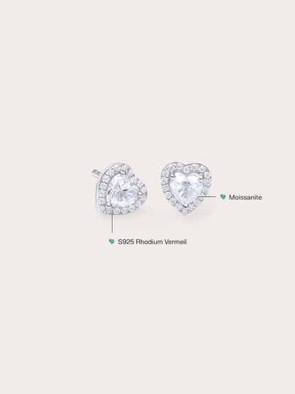 Halo Heart Stud Earrings Moissanite S925 Silver Rhodium (7) – Mondays Made Flower & Birthstone Jewelry Singapore