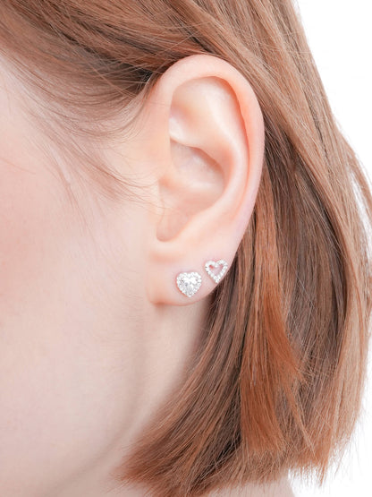 Halo Heart Stud Earrings Moissanite S925 Silver Rhodium (10) – Mondays Made Flower & Birthstone Jewelry Singapore