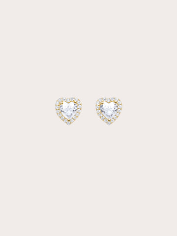 Halo Heart Stud Earrings Moissanite 18K Gold (12) – Mondays Made Flower & Birthstone Jewelry Singapore