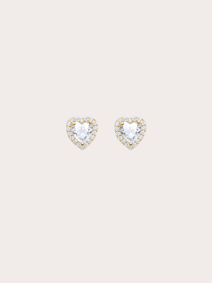 Halo Heart Stud Earrings Moissanite 18K Gold (12) – Mondays Made Flower & Birthstone Jewelry Singapore