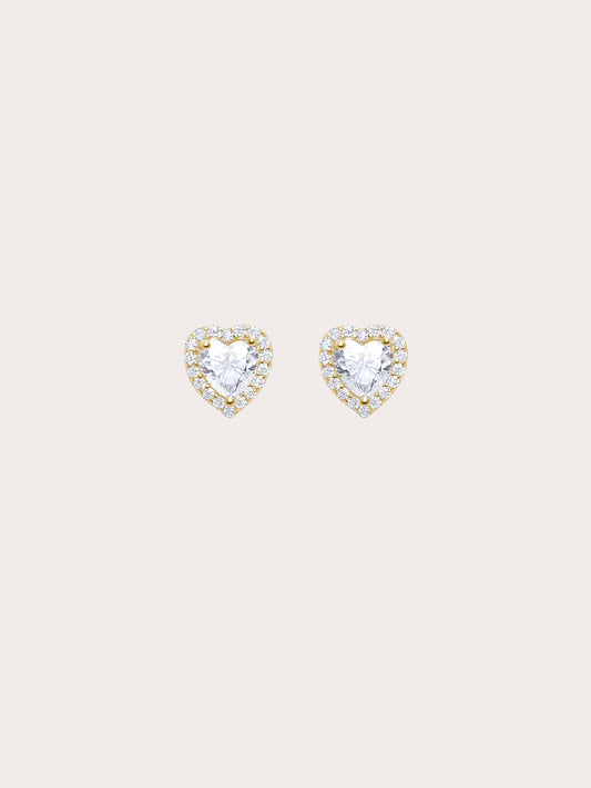 Halo Heart Stud Earrings - Moissanite