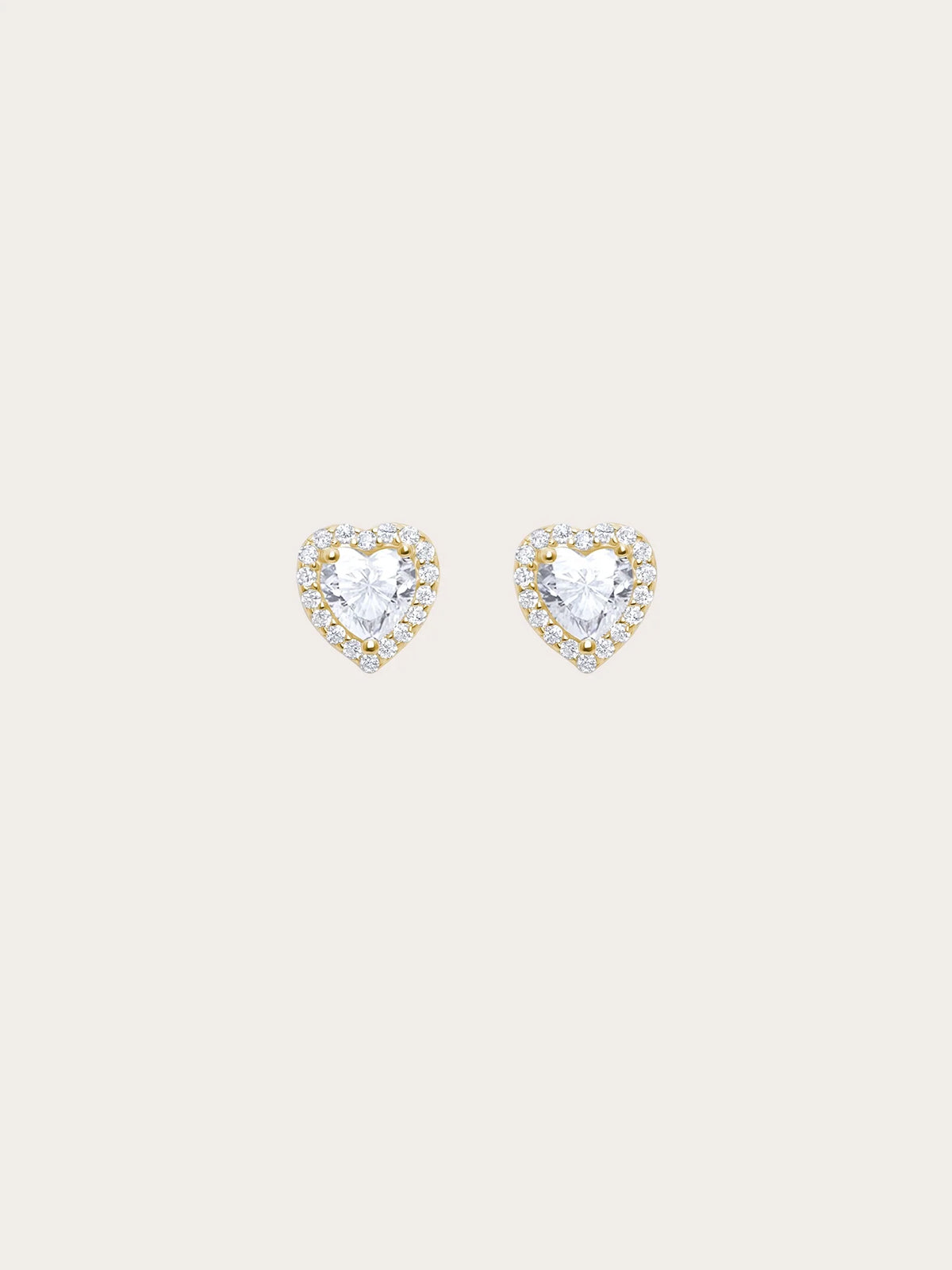 Halo Heart Stud Earrings - Moissanite