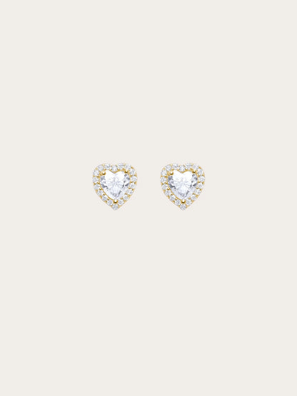 Halo Heart Stud Earrings - Moissanite