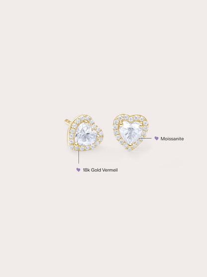 Halo Heart Stud Earrings Moissanite 18K Gold (7) – Mondays Made Flower & Birthstone Jewelry Singapore