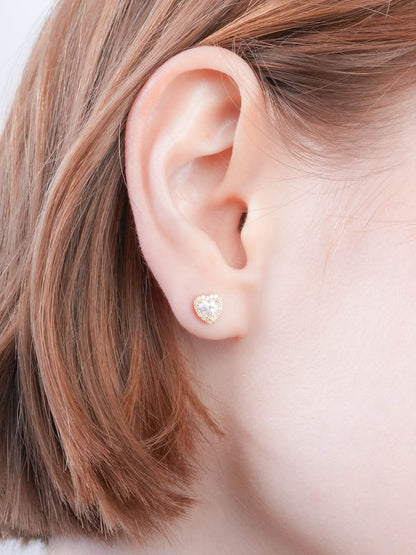 Halo Heart Stud Earrings Moissanite 18K Gold (8) – Mondays Made Flower & Birthstone Jewelry Singapore