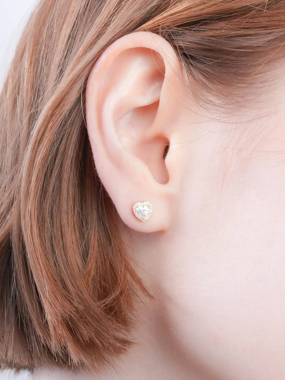 Halo Heart Stud Earrings - Moissanite