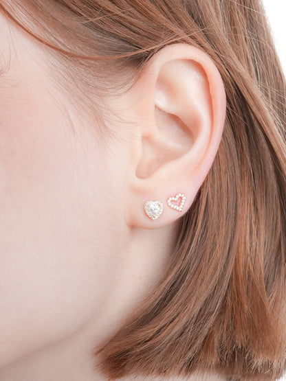 Halo Heart Stud Earrings Moissanite 18K Gold (10) – Mondays Made Flower & Birthstone Jewelry Singapore