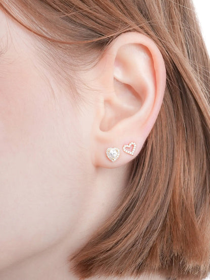 Halo Heart Stud Earrings - Moissanite