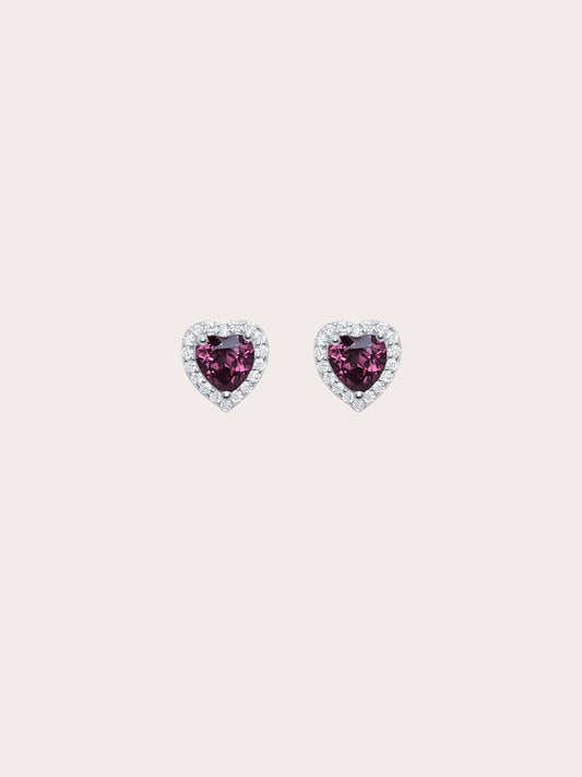 Halo Heart Stud Earrings Rhodolite S925 Silver Rhodium (6) – Mondays Made Flower & Birthstone Jewelry Singapore