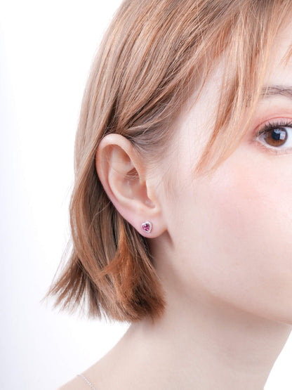 Halo Heart Stud Earrings Rhodolite S925 Silver Rhodium (9) – Mondays Made Flower & Birthstone Jewelry Singapore