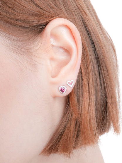 Halo Heart Stud Earrings Rhodolite S925 Silver Rhodium (10) – Mondays Made Flower & Birthstone Jewelry Singapore