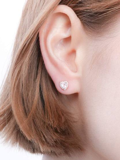 Halo Heart Stud Earrings Rose Quartz 18K Rose Gold (8) – Mondays Made Flower & Birthstone Jewelry Singapore