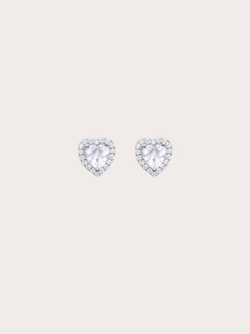 Halo Heart Stud Earrings Rose Quartz S925 Silver Rhodium (6) – Mondays Made Flower & Birthstone Jewelry Singapore