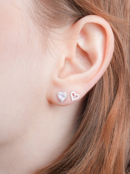Halo Heart Stud Earrings Rose Quartz S925 Silver Rhodium (10) – Mondays Made Flower & Birthstone Jewelry Singapore