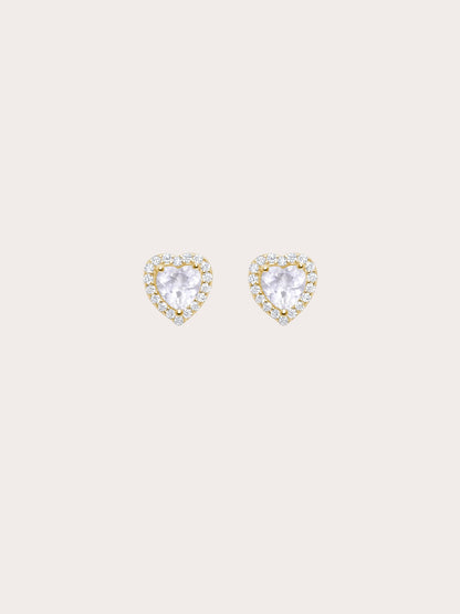 Halo Heart Stud Earrings Rose Quartz 18K Gold (6) – Mondays Made Flower & Birthstone Jewelry Singapore