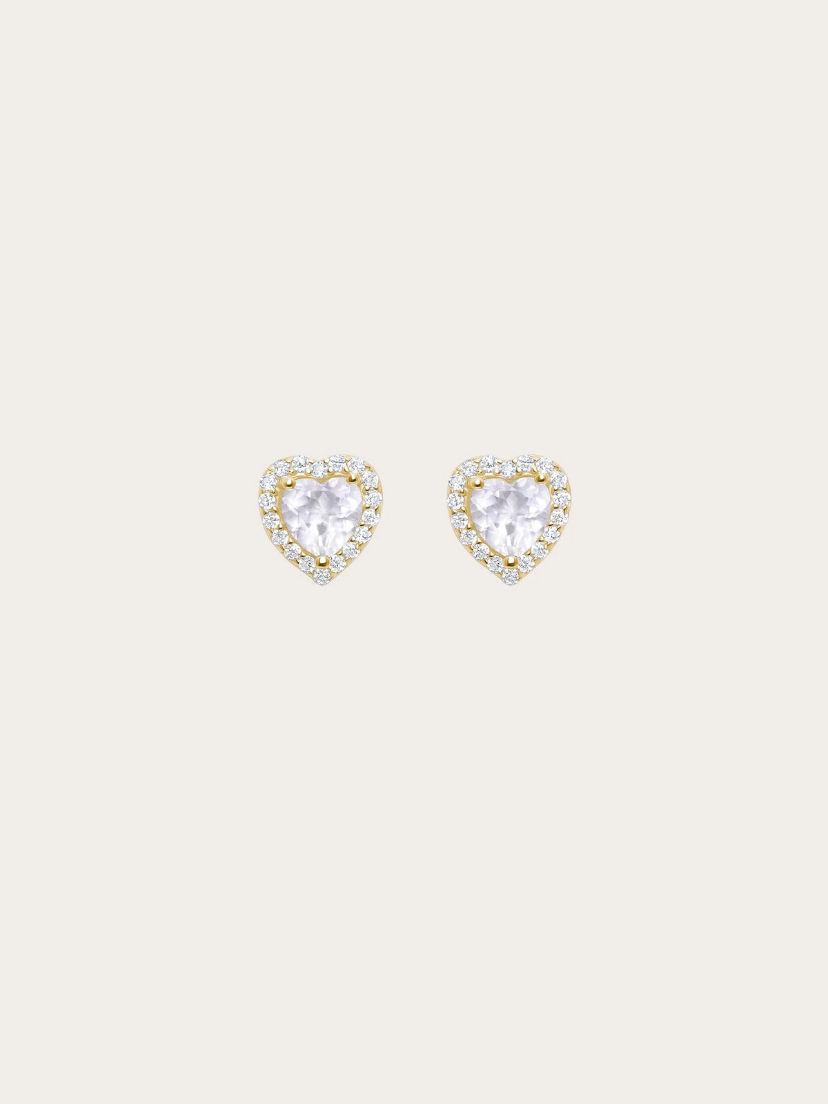 Halo Heart Stud Earrings - Rose Quartz