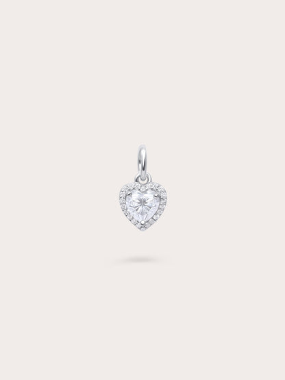 Halo Heart Charm Moissanite S925 Silver Rhodium (1) – Mondays Made Flower & Birthstone Jewelry Singapore