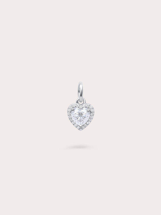 Halo Heart Charm - Moissanite