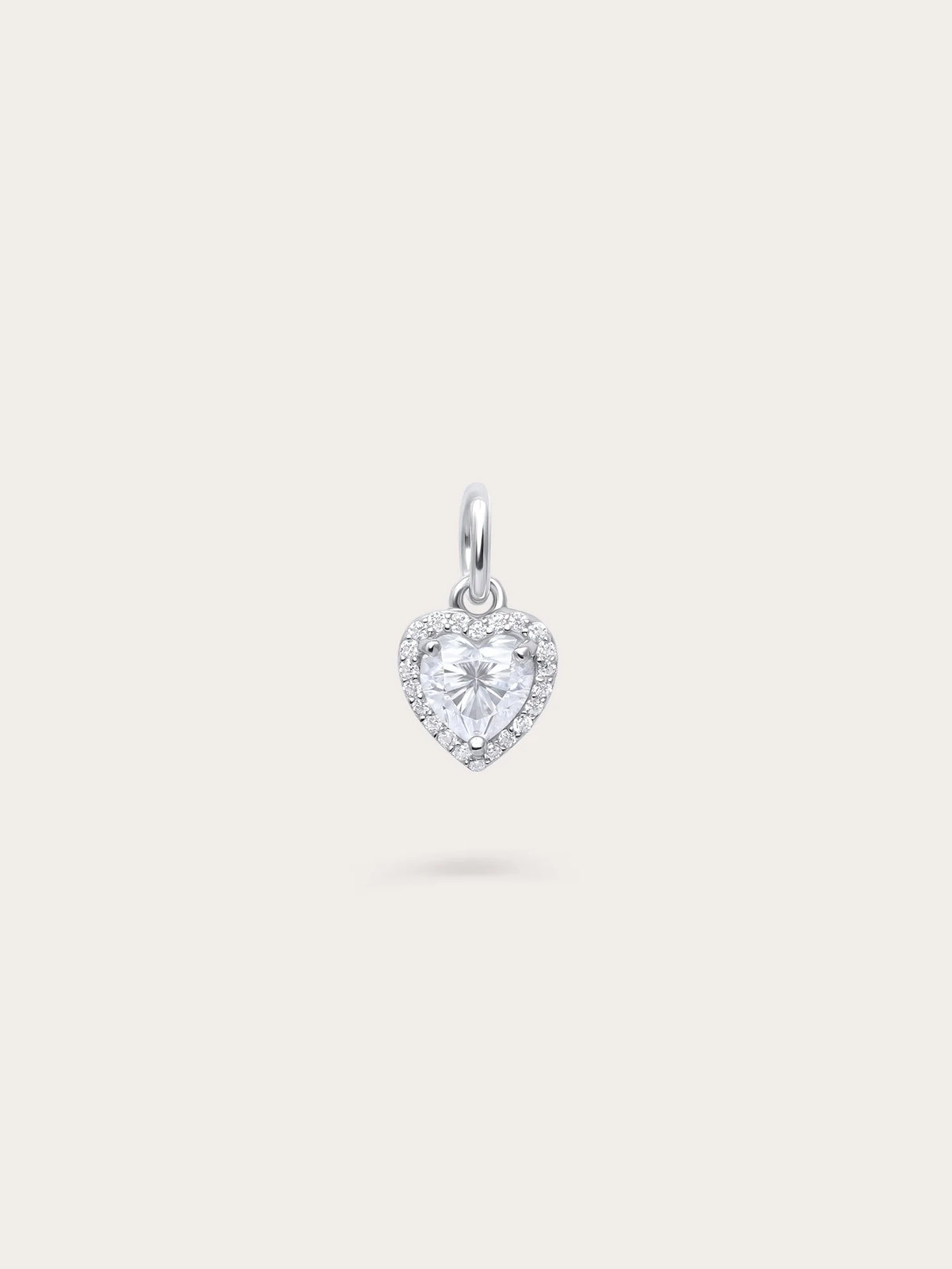 Halo Heart Charm - Moissanite