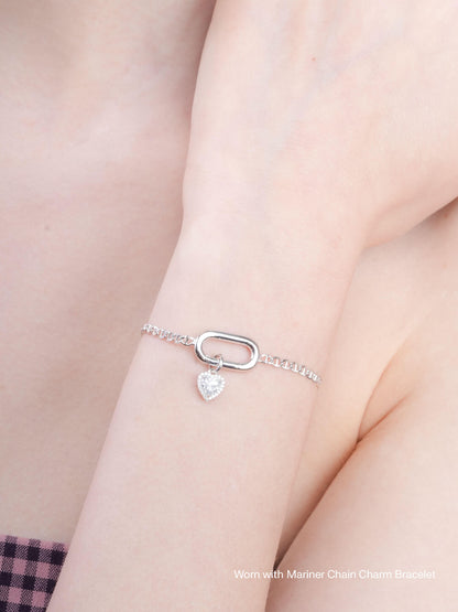 Halo Heart Charm Moissanite S925 Silver Rhodium Worn With – Mondays Made Flower & Birthstone Jewelry Singapore