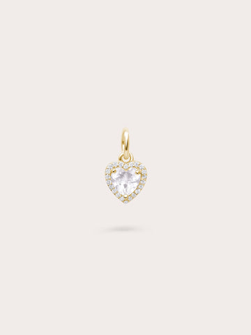 Halo Heart Charm Rose Quartz 18K Gold (1) – Mondays Made Flower & Birthstone Jewelry Singapore