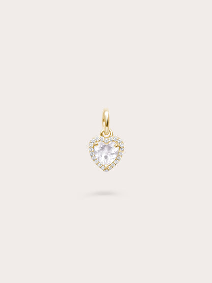 Halo Heart Charm Rose Quartz 18K Gold (1) – Mondays Made Flower & Birthstone Jewelry Singapore