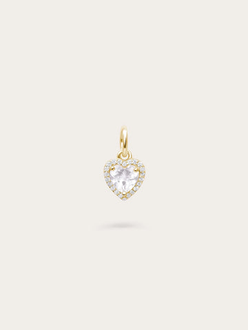 Halo Heart Charm - Rose Quartz