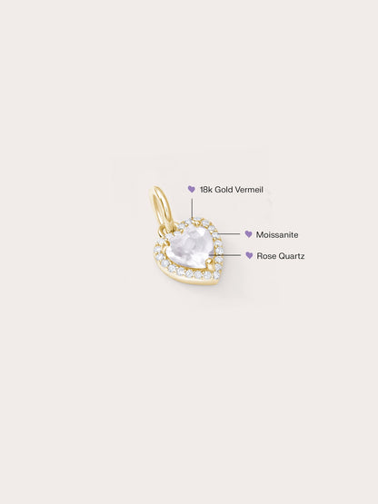 Halo Heart Charm Rose Quartz 18K Gold (3) – Mondays Made Flower & Birthstone Jewelry Singapore