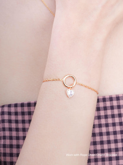 Halo Heart Charm Rose Quartz 18K Gold Worn With – Mondays Made Flower & Birthstone Jewelry Singapore