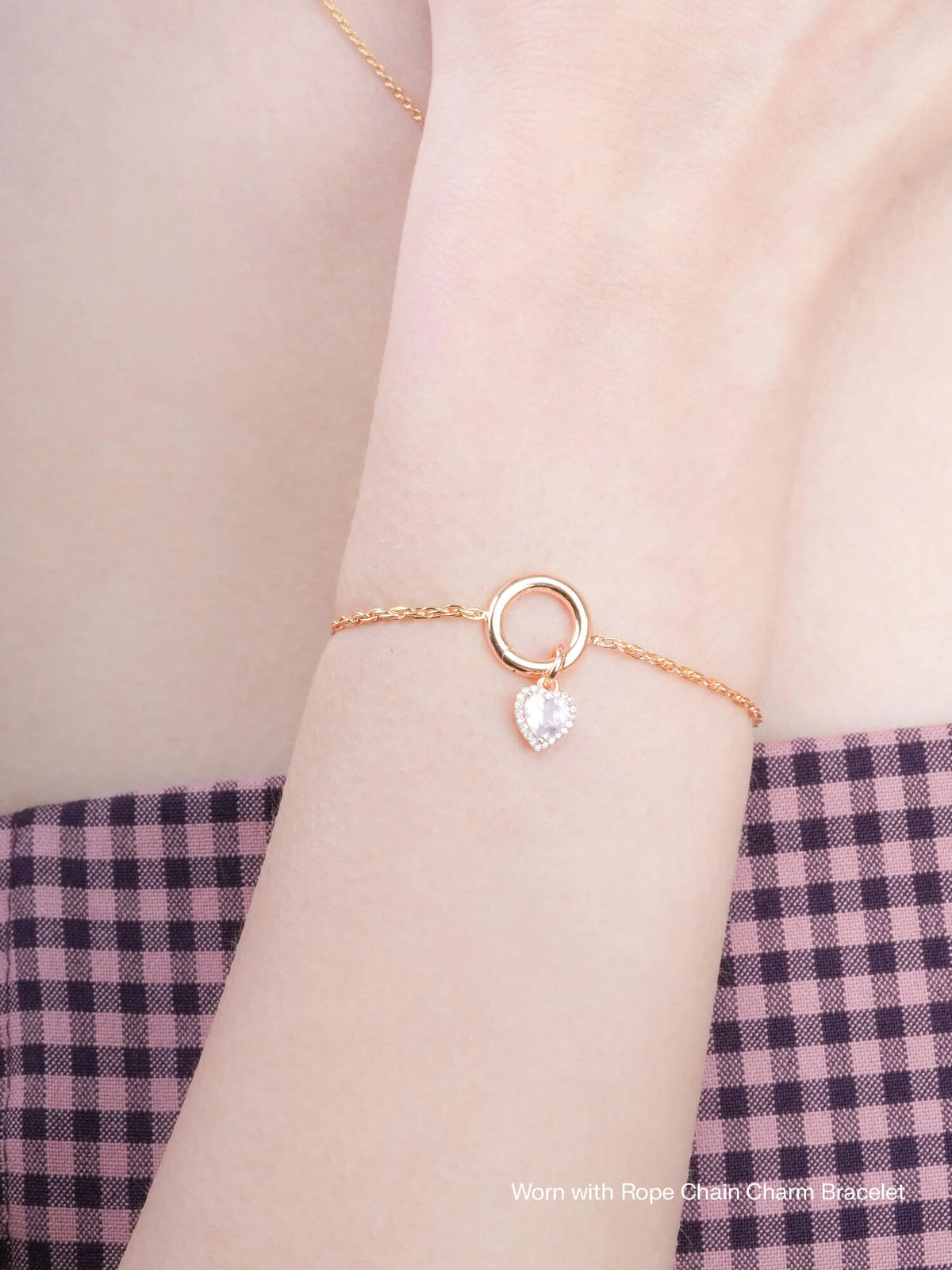 Halo Heart Charm - Rose Quartz