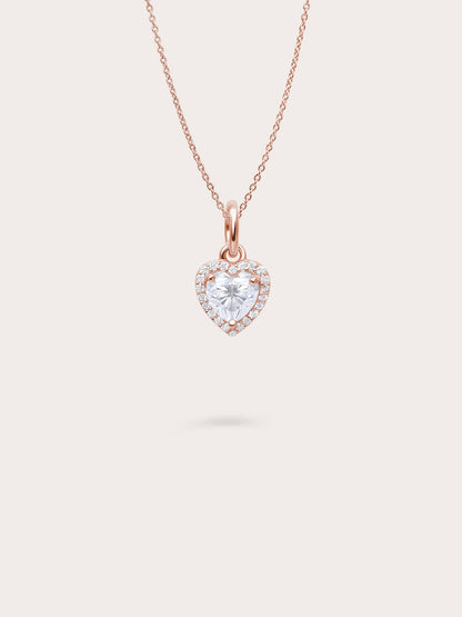 Halo Heart Necklace Moissanite 18K Rose Gold (3) – Mondays Made Flower & Birthstone Jewelry Singapore