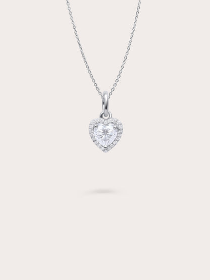 Halo Heart Necklace Moissanite S925 Silver Rhodium (1) – Mondays Made Flower & Birthstone Jewelry Singapore