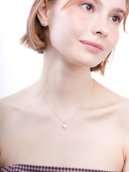 Halo Heart Necklace Moissanite S925 Silver Rhodium (3) – Mondays Made Flower & Birthstone Jewelry Singapore