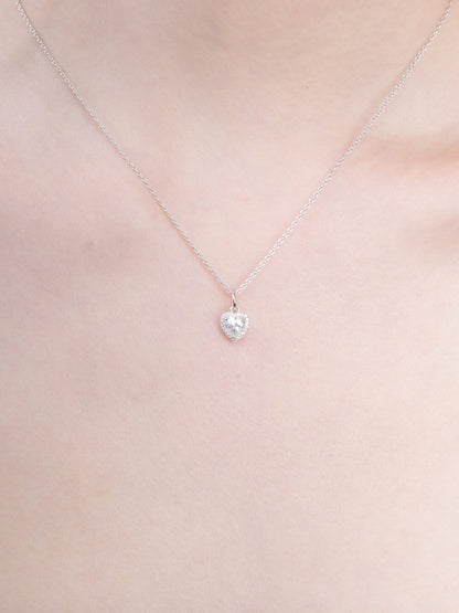 Halo Heart Necklace Moissanite S925 Silver Rhodium (4) – Mondays Made Flower & Birthstone Jewelry Singapore