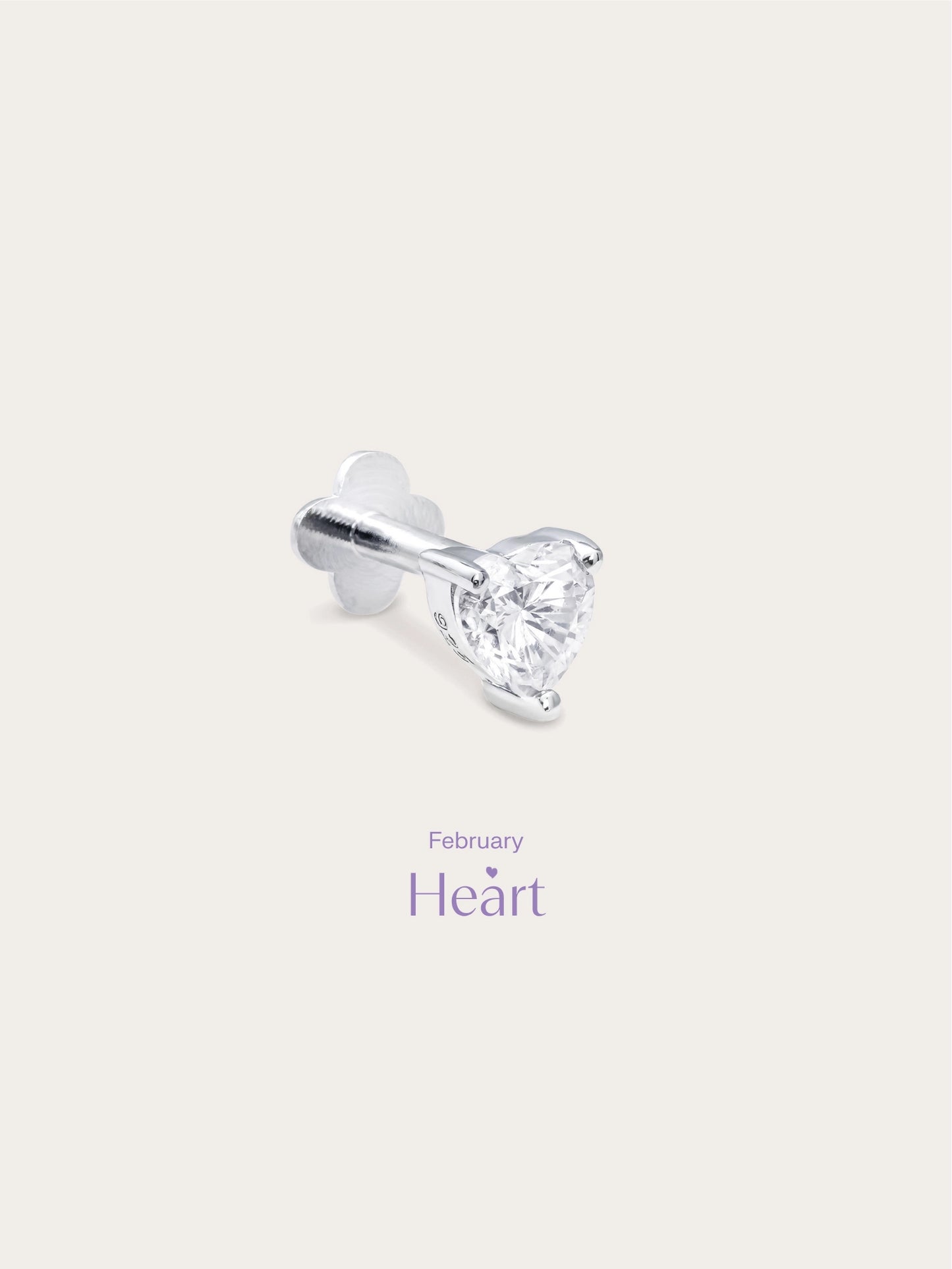Heart Solitaire Flatback Earring