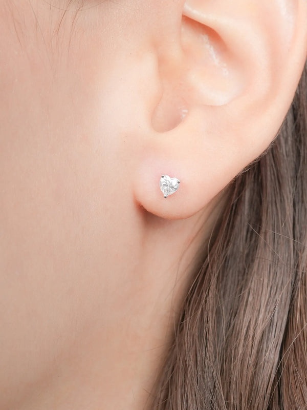 Heart Solitaire Flatback Earring