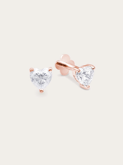 Heart Solitaire Flatback Earring