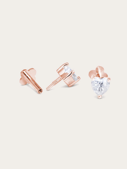 Heart Solitaire Flatback Earring