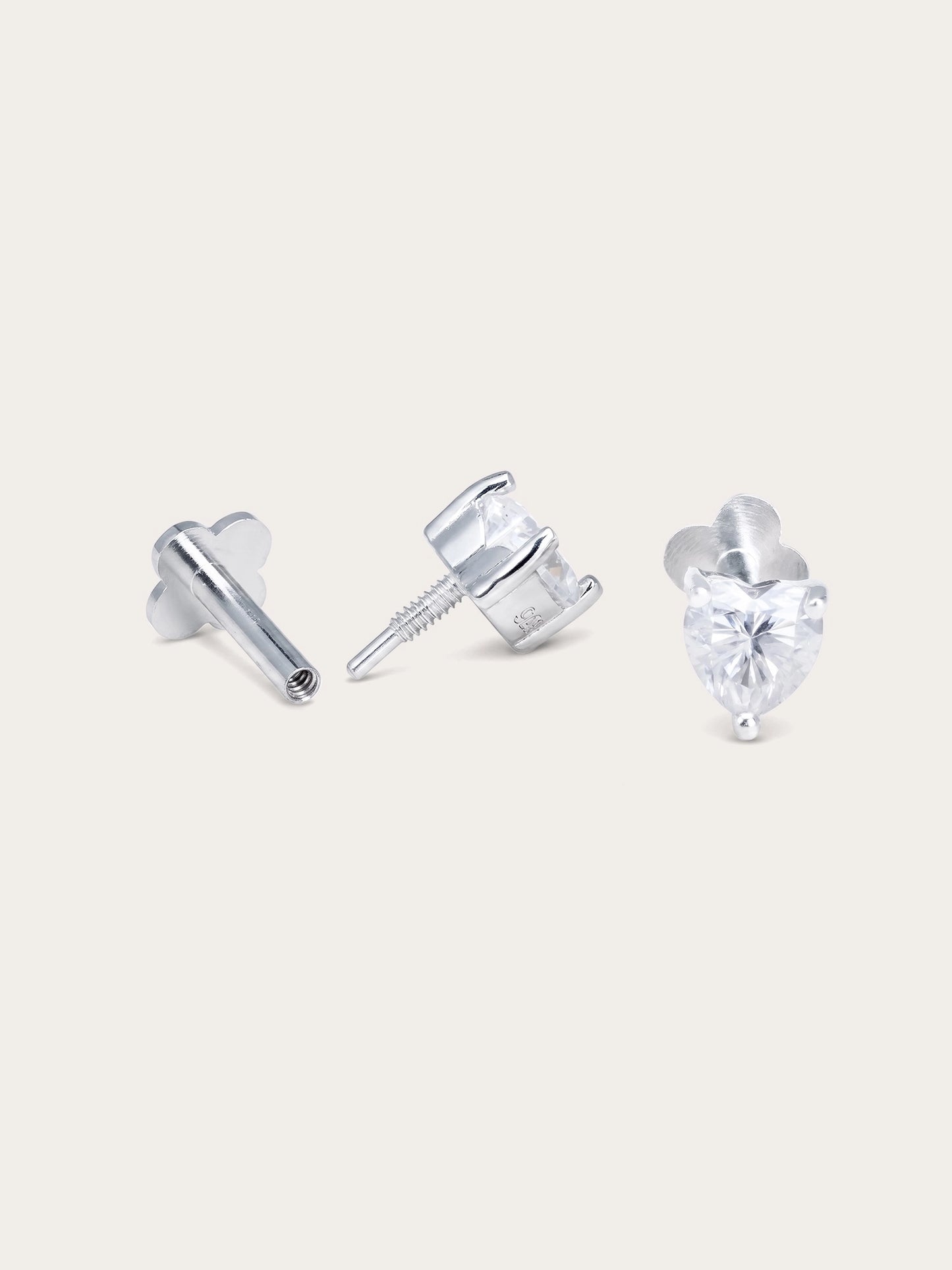 Heart Solitaire Flatback Earring