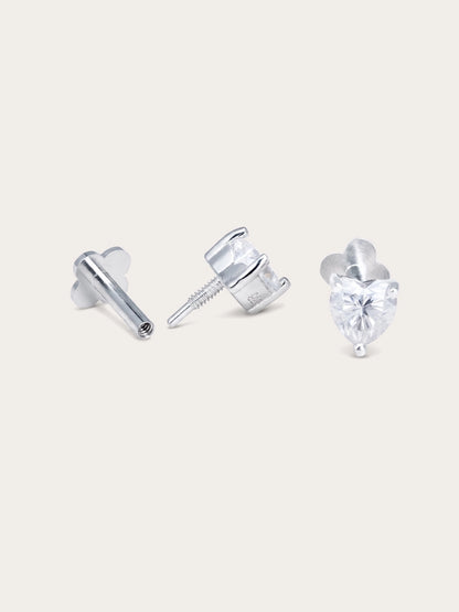 Heart Solitaire Flatback Earring