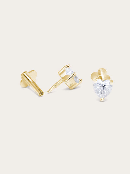 Heart Solitaire Flatback Earring