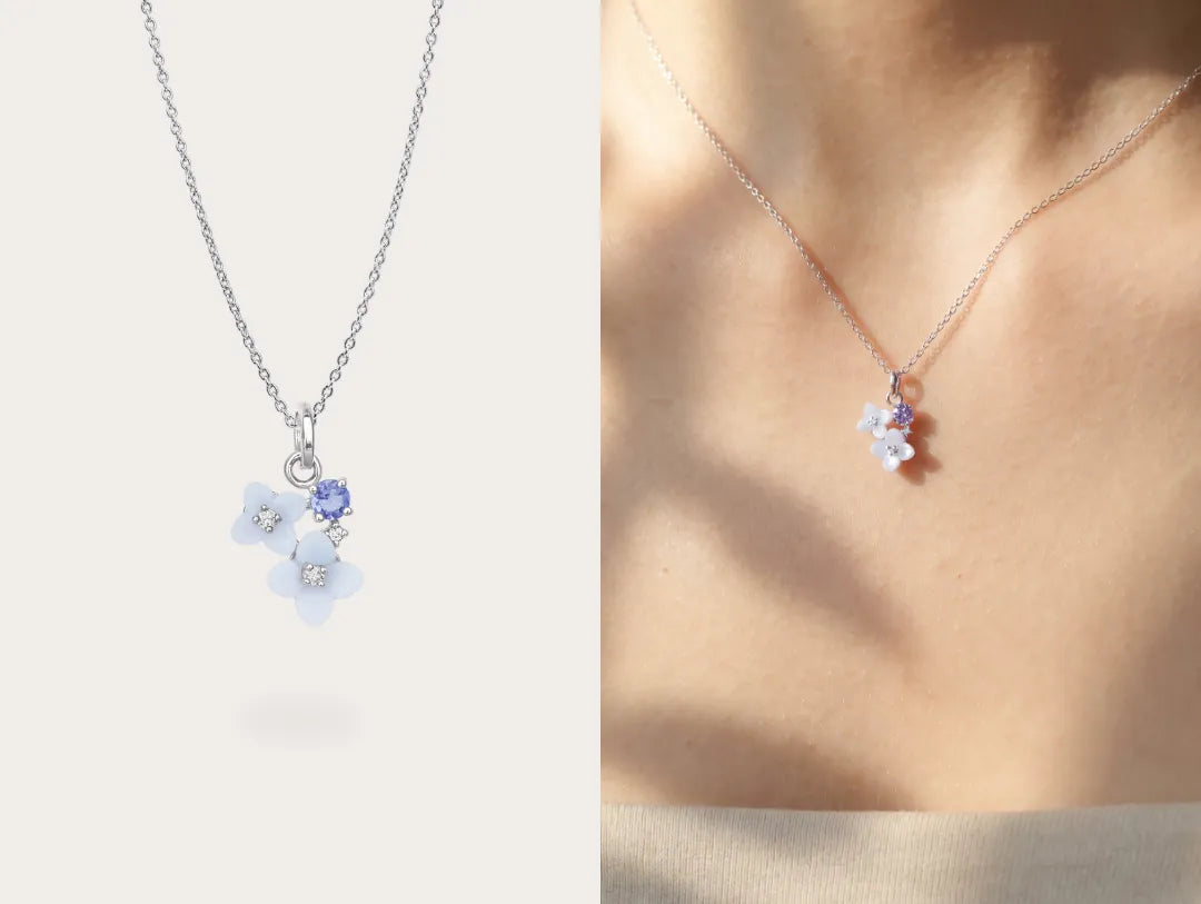 Carved Hydrangea Cluster Necklace