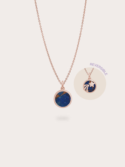 Lapis Lazuli Reversible Coin Necklace 18K Rose Gold (7) – Mondays Made Flower & Birthstone Jewelry Singapore