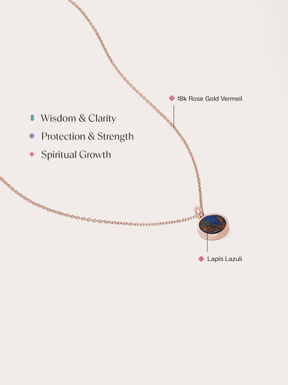 Lapis Lazuli Reversible Coin Necklace 18K Rose Gold (8) – Mondays Made Flower & Birthstone Jewelry Singapore