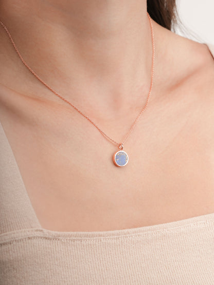 Lapis Lazuli Reversible Coin Necklace 18K Rose Gold (11) – Mondays Made Flower & Birthstone Jewelry Singapore