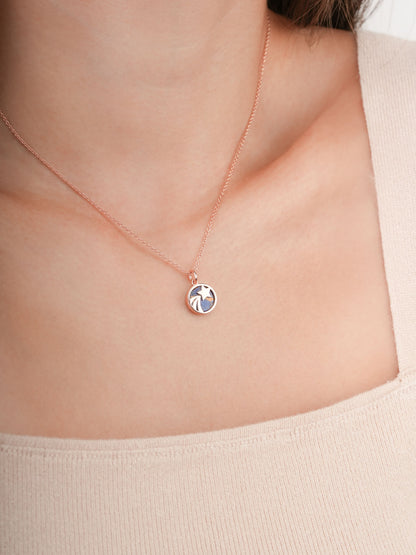 Lapis Lazuli Reversible Coin Necklace 18K Rose Gold (10) – Mondays Made Flower & Birthstone Jewelry Singapore