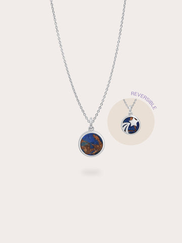 Lapis Lazuli Reversible Coin Necklace S925 Silver Rhodium (8) – Mondays Made Flower & Birthstone Jewelry Singapore