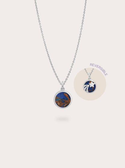 Lapis Lazuli Reversible Coin Necklace S925 Silver Rhodium (8) – Mondays Made Flower & Birthstone Jewelry Singapore