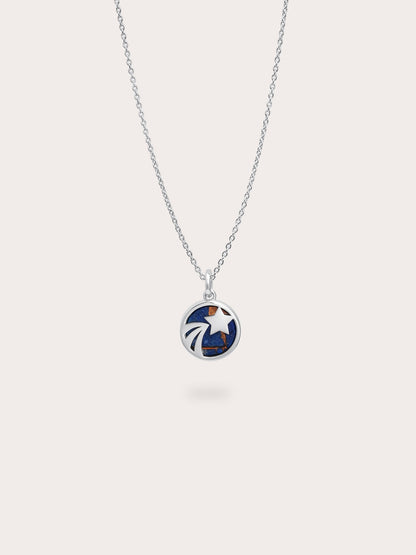 Lapis Lazuli Reversible Coin Necklace S925 Silver Rhodium (10) – Mondays Made Flower & Birthstone Jewelry Singapore