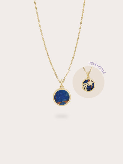 Lapis Lazuli Reversible Coin Necklace 18K Gold (8) – Mondays Made Flower & Birthstone Jewelry Singapore